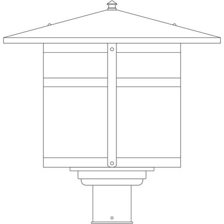 Arroyo Craftsman 17" Berkeley Post Mount, Rustic Brown, Frosted Glass BP-17F-RB